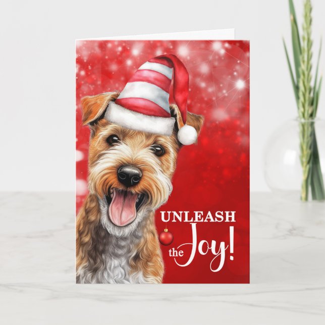 Cartão De Festividades Lakeland Terrier Dog Unleash the Joy Christmas (Frente)