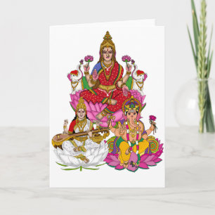 Cartão De Festividades Lakshmi Saraswati Ganesha