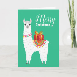 Cartão De Festividades Lama bonitinha de Natal Funky Alpaca