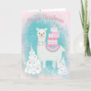 Cartão De Festividades Lama Bonito com presentes de Natal