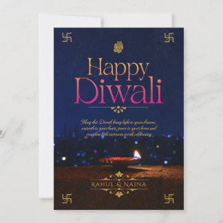 Cartão De Festividades Lâmpada Diya Vintage Personalizável Feliz Diwali