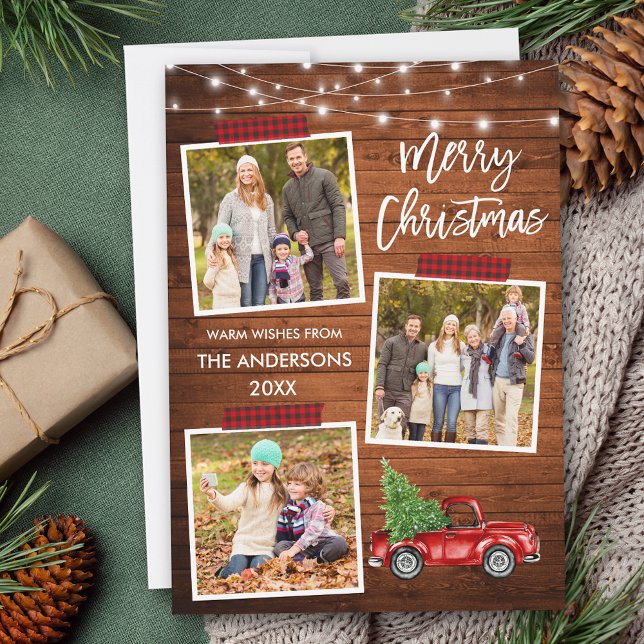 Cartão De Festividades Lâmpadas de madeira de caminhões com Xadrez de Art (Customize to add text to back of card.)