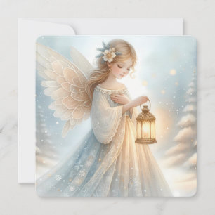 Cartão De Festividades Lanterna Celestial do Anjo de Inverno do Conforto