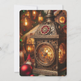 Cartão De Festividades Lanterna Ornamentada de Natal Steampunk do Papai N