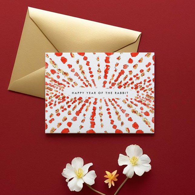 Cartão De Festividades Lanternas de Aquarela Chinesa Lunar Ano Novo (Watercolor Lanterns Chinese Lunar New Year Holiday Card)