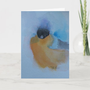 Cartão De Festividades Laranja Breu Pássaro de inverno Aquarela Natal