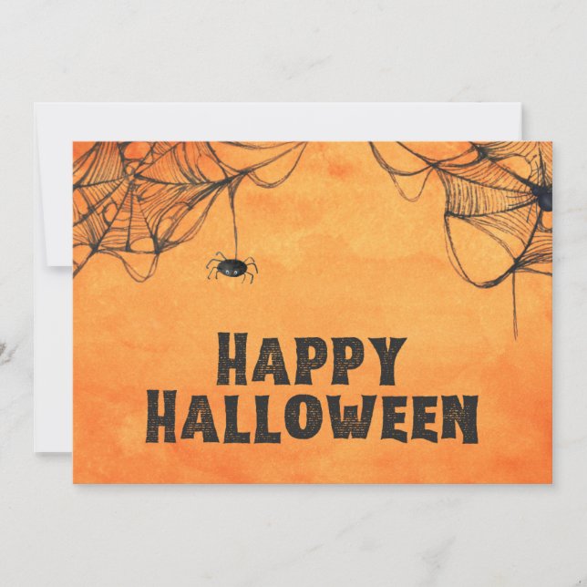 Cartão De Festividades Laranja e Preto Feliz Halloween (Frente)
