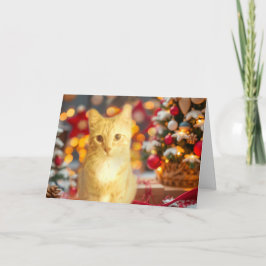 Cartão De Festividades Laranja Gato Ginger Fofo Natal