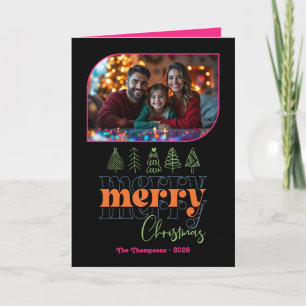 Cartão De Festividades Laranja Pop Desenho à Mão Feliz Natal Foto