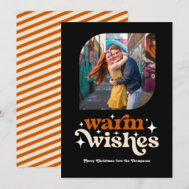 Cartão De Festividades Laranja Queimada e Champanhe Foto Natalina com Est