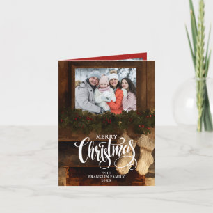 Cartão De Festividades Lareira Rústica de Natal 2 Foto
