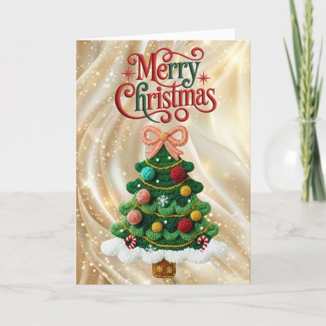 Cartão De Festividades Latch Hook Yarn Crochet (Faux, Not actual Yarn) (Frente)