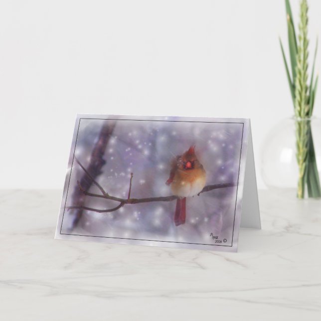 Cartão De Festividades Late Cold Day Lady Cardinal (Frente)