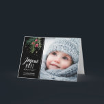 Cartão De Festividades Latem os vermelhos | Joyeux Noël<br><div class="desc">Foto do avec de Carte de Noël do design moderno</div>