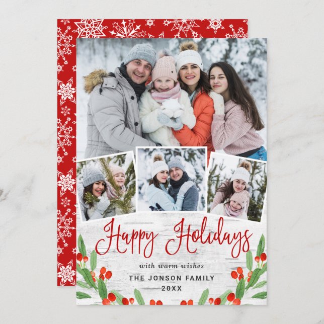 Cartão De Festividades Latido 4 FOTO da Rússia natalícia Saudação (Frente/Verso)