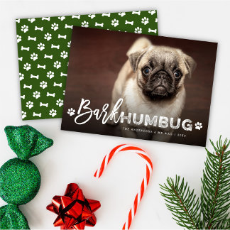 Cartão De Festividades Latido Humbug Typografia Cão Lover Foto Engraçado