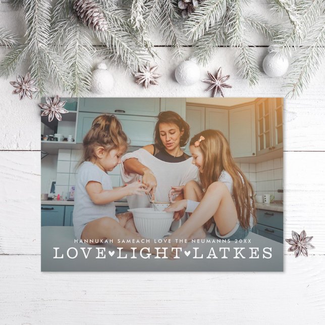 Cartão De Festividades Latke de Luz de Amor Foto de Hanukkah (Criador carregado)