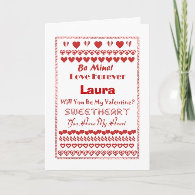 Cartão De Festividades Laura Happy Valentine's Day Hearts Hearts Hearts (Frente)