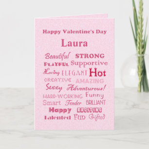 Cartão De Festividades Laura Happy Valentine's Day Words of Praise