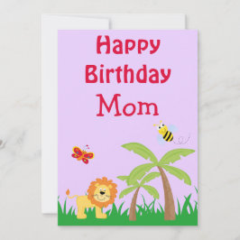 Cartão De Festividades Lavanda de Aniversário da Mãe Safari