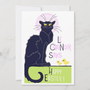 Cartão De Festividades Le Chat Noir diz Feliz Páscoa