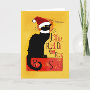 Cartão De Festividades Le Chat Noir Santa Hat Natal