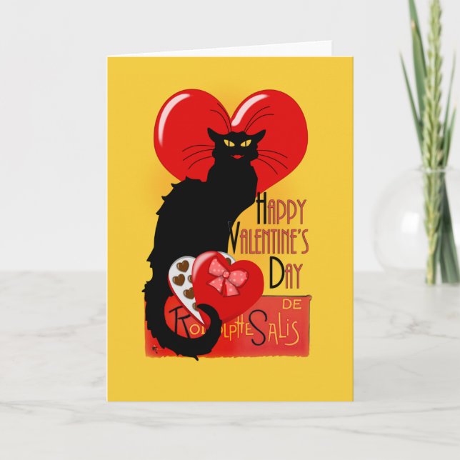 Cartão De Festividades Le Chat Noir Valentine's Day (Frente)