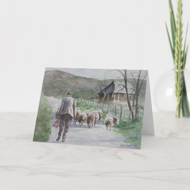 Cartão De Festividades Leading the Sheep (Frente)