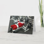 Cartão De Festividades Lean & Mean Santa - Funny Silly Joke Christmas<br><div class="desc">This fun,  joke design features photo of Santa at the gym,  lifting weights. Perfect for a personalized business holiday card for a personal trainer,  fitness center,  gym,  weightlifter,  or sports equipment manufacturer.</div>