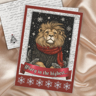 Cartão De Festividades Leão Majestoso com Lenço Vermelho Olhando para o C