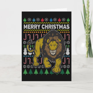 Cartão De Festividades Leão Ugly Christmas Sweater Série Wildlife
