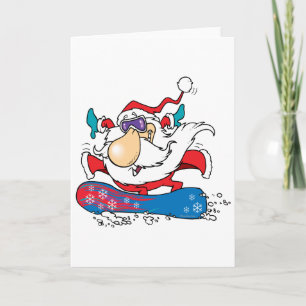Cartão De Festividades legal cara snowboard santa claus