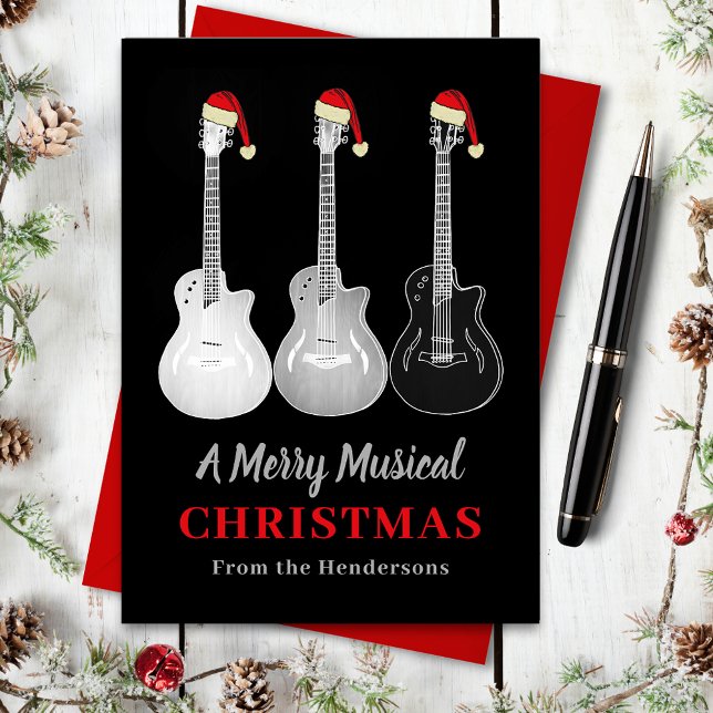 Cartão De Festividades Legal música de Feliz de Natal Personalizada (Cool Christmas guitars 
custom holiday card)