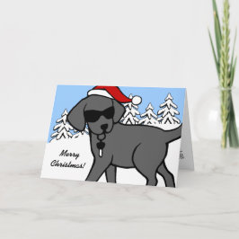 Cartão De Festividades Legal Natal do Cartoon Black Labrador