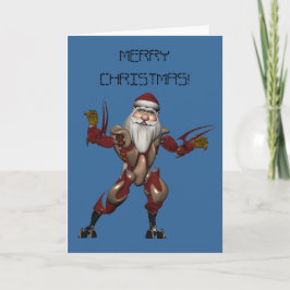 Cartão De Festividades Legal Robo Tech Mech Santa Claus