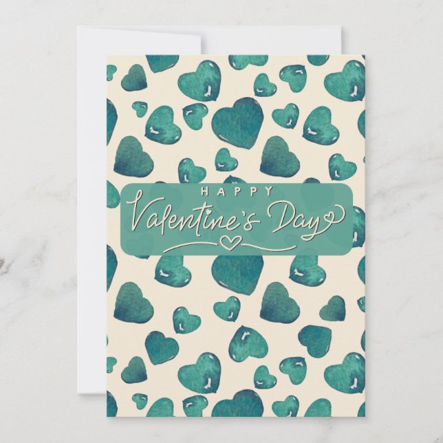 Cartão De Festividades legant Watercolor Valentine's Day Card (Frente)