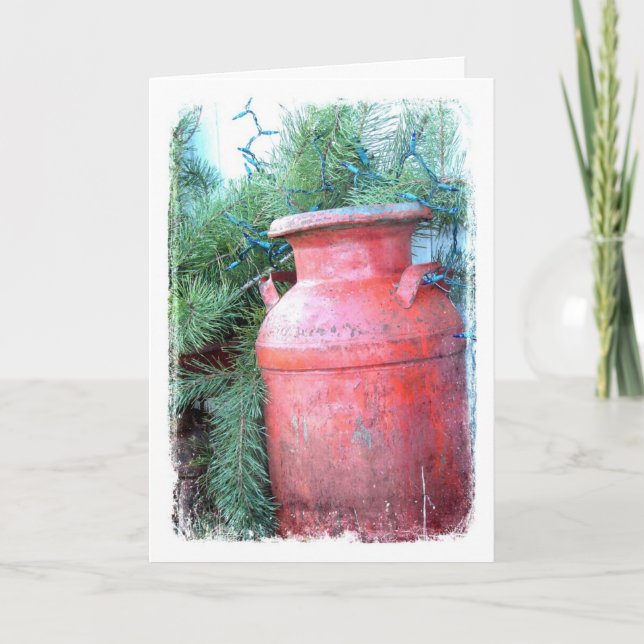 Cartão De Festividades Leite e lata de Natal (Frente)