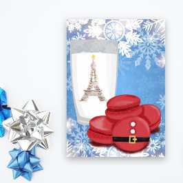 Cartão De Festividades Leite e Macarons Torre Eiffel Natal Paris