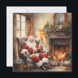 Cartão De Festividades Leitura de Imagem Retroativa de Cuta Leitura do Pa<br><div class="desc">A ilustração da introdução cômoda que o Pai Natal leu as cartas de Natal Cartões de natal de saudação, </div>