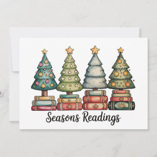 Cartão De Festividades Leituras de Temporadas Livro de Natal Árvore Profe
