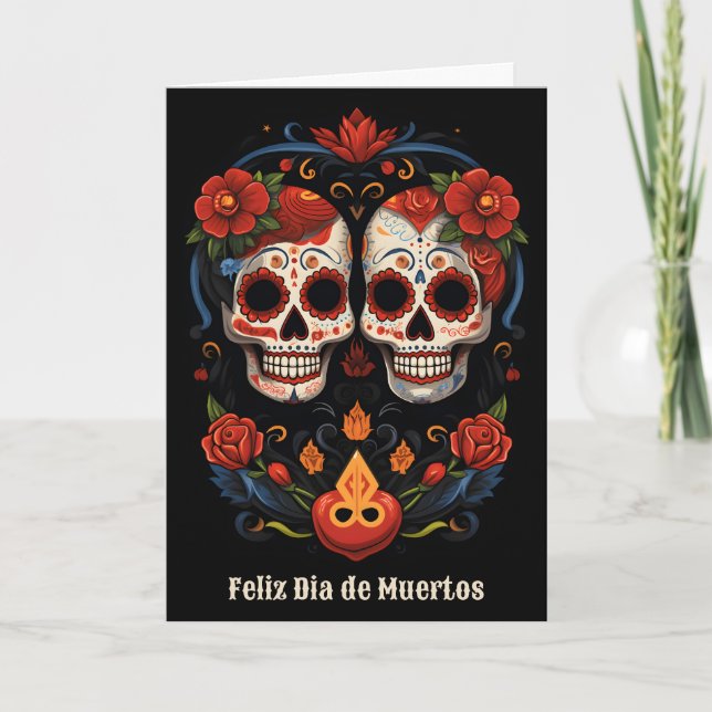 Cartão De Festividades 🌹 Lembrança Blooms: Dia de Muertos Tributa 🌹 (Frente)