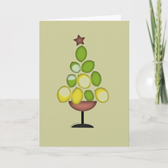 Cartão De Festividades lemon lime Christmas tree with star/martini glass (Frente)