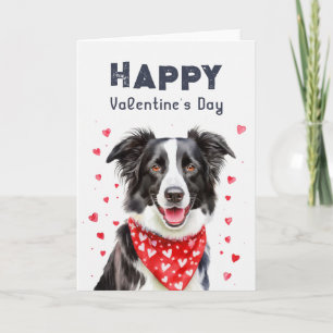 Cartão De Festividades Lenço de Coração de Border Collie Feliz Dia dos Na