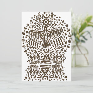 Cartão De Festividades Lenda antiga: Pássaro gigante e tendas tribais