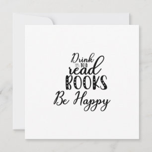 Cartão De Festividades Lendo Arte Beber Chá Ler Livros Ser Feliz
