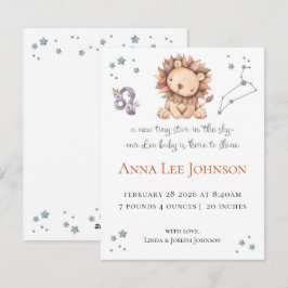 Cartão De Festividades Leo Zodiac Birth Announcement