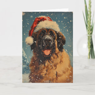 Cartão De Festividades Leonberger dog vintage personalizou o natal
