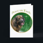 Cartão De Festividades Leonberger Peace<br><div class="desc">Peace on Earth. Show your reason for the season with your Leonberger in this unique dog design accented with green and gold. Goes great on an ornament,  greeting card or sticker.</div>