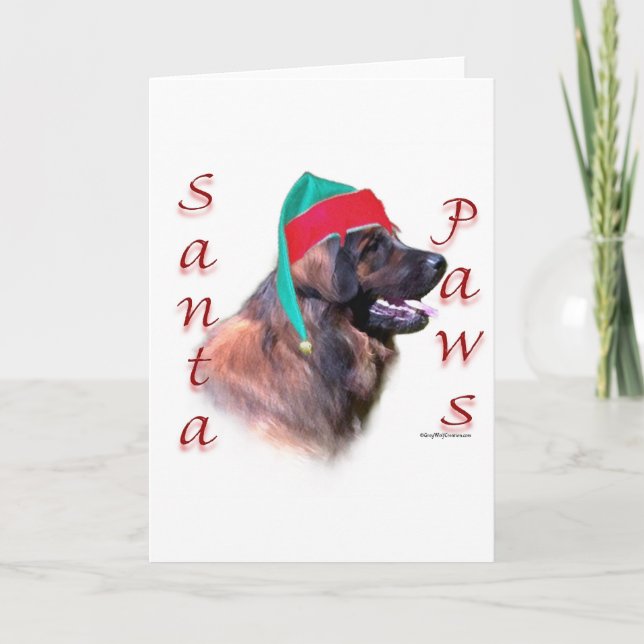 Cartão De Festividades Leonberger Santa Paws (Frente)