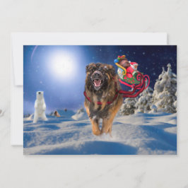 Cartão De Festividades Leonberger Saves Christmas Flat Holiday Card